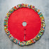 Handmade Felt Wool Christmas Tree Skirt - Multicolor Fringe Border on Red - 51" - ARCADIA HOME